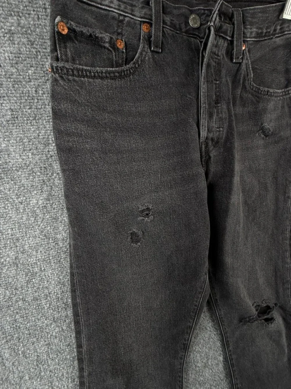Levis Premium 501 S Jeans Women Black Button Fly Big E Charcoal Wash Straight